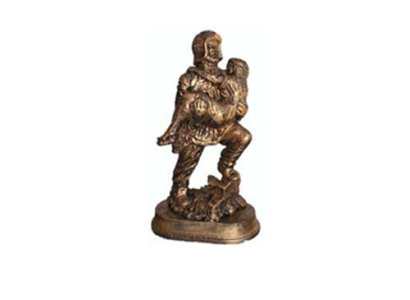 Skulptur Feuerwehrmann rettet Kind Held Figur Statue Kupfer Imitation 25cm Deko